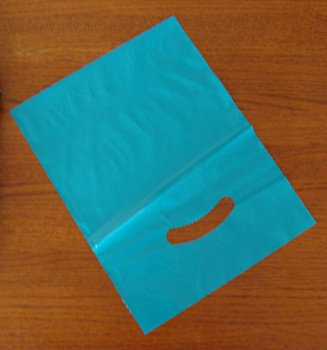 150  -  9&#034; x 12&#034; PLASTIC SUPER GLOSS TEAL MERCHANDISE SHOPPING BAGS