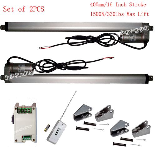 Set of 2 Linear Actuators 16&#034; Stroke 330lbs 12V DC Motor &amp; Wireless Control Kits