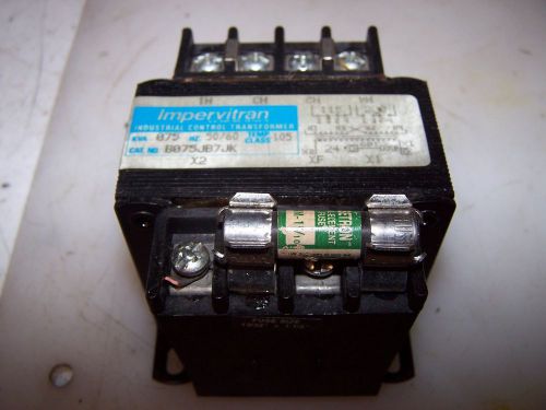 IMPERVITRAN .075 KVA CONTROL TRANSFORMER B075JB7JK 115/230 VAC HV 24 VAC LV