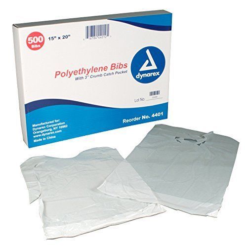 Dynarex 4401 Polyethylene Bibs Crumb Catch - 2,000 pieces!