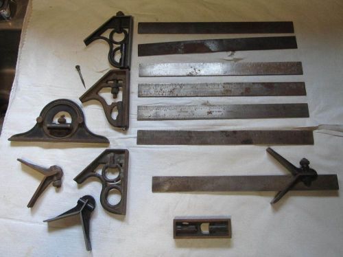 Machinist Tri Combination Square Junk Drawer Lot 14 pieces/parts LQQK!