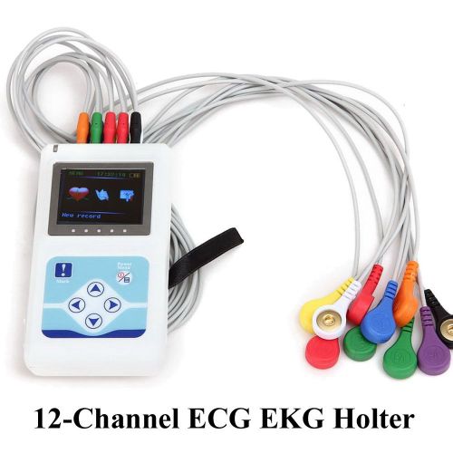 Portable lcd 12-channel ecg ekg holter monitor system recorder 24h cardioscape for sale