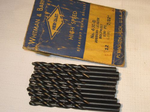 Whitman &amp; Barnes Hercules Drill Bits 7/32 Jobbers Length Total of 10 New