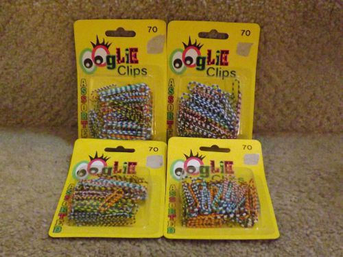 NEW 4 NOS OOGLIE VINYL COATED PAPER CLIPS 70 Assortd (50 Standard, 20 Giant Size