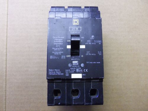 New SQUARE D EJB 3 pole 20 amp 480Y/277v EJB34020 Circuit Breaker