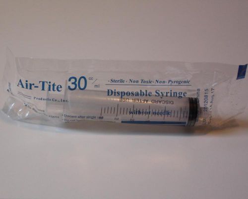 Air-tite disposable syringe 30 cc / ml sterile non-toxic non-pyrogenic brand new for sale