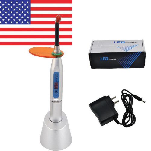 5W Dental Wireless Cordless LED Curing Light Silver Lamp 1500mw +Optical Fiber