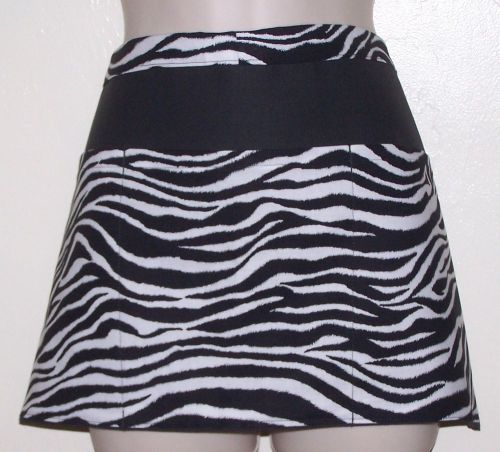 Black Handmade waitress half APRON, 3 pockets,B &amp; W   ZEBRA  6451