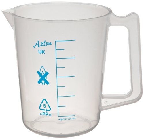 Azlon 526475-2000 Polypropylene Intermediate Form Graduated Beaker/Lab Pitcher