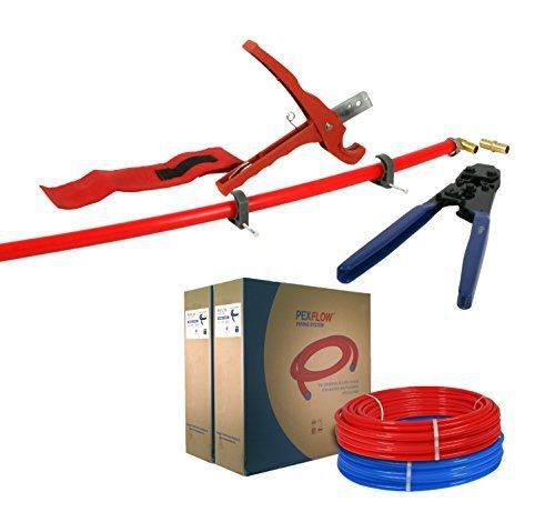 Pexflow PXKT30012 Pex Starter Kit with Crimper &amp; Cutter Tools with 1/2&#034; Elbow &amp;