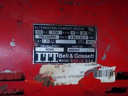 Rebuilt Bell &amp; Gossett Electric Motor P#M80039-H89