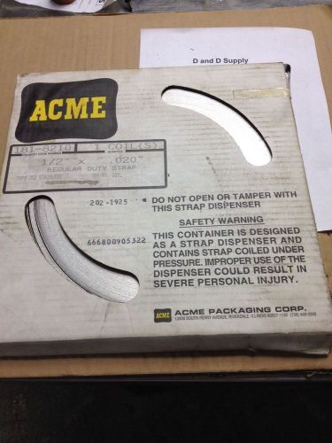 Acme type 302,  stainless steel banding, strapping, 1/2&#034; x .020&#034; x 300&#039; coil for sale