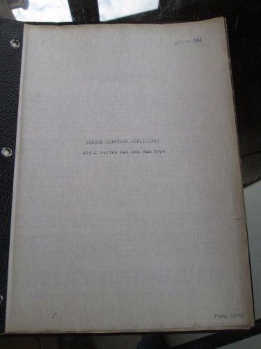 Gorton Electric Duplicator 15-C Racine, Wisc catalog -tool, metal working D