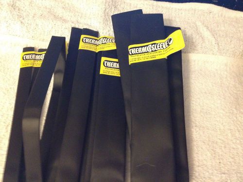 Lot of NOS Thermosleeve Black Polyolefin Heat Shrink Tubing, 4 sizes 4 feet ea