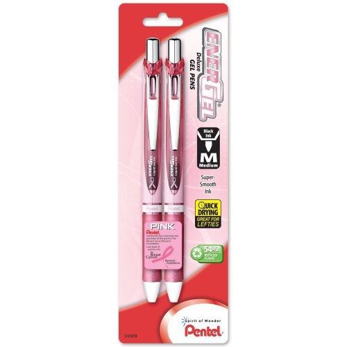 Pentel Pink Ribbon EnerGel Deluxe RTX Retractable Liquid Gel Pen Pack, 0.7mm
