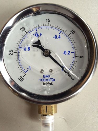 Vacuum pressure gauge 30-0 hg 1-0 bar 100 x kpa 3 1/2&#034; dial free ship $1aeb$ for sale