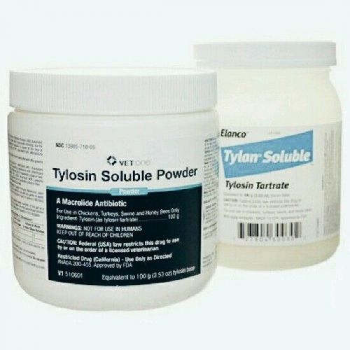 Tylosin Soluble VETONE 100gm pkg Chickens Swine Turkeys Honeybees generic Tylan