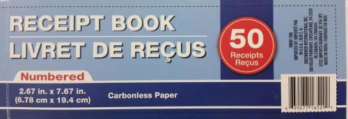 Money Receipt Book 50 Duplicate Carbonless Receipts 2.67&#034; x 7.67&#034; Brand New