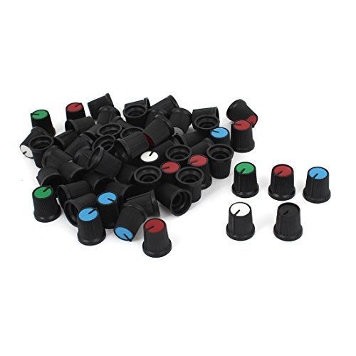 uxcell® 60 Pcs 6mm Knurled Shaft Potentiometer Rotary Knob Caps 15mmx15mm