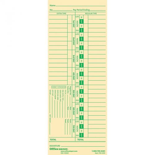 TIME CARDS office depot double side bi-weekly item 740040 300 in total all time