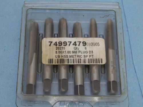 8.00x1.00 MM PLUG D3 US HSS METRIC SP PT LOT OF 6 NEW TAPS