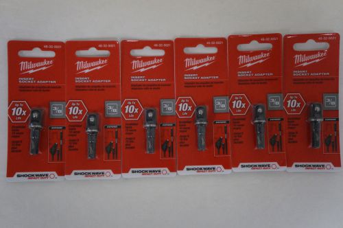 (6 pack) milwaukee 48-32-5021 shockwave insert 3/8 in. socket adapter for sale