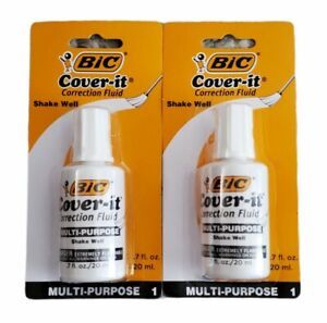 2 Bic Cover-it Correction Fluid 7fl. oz., 20ml.