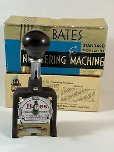 Vintage Bates Standard Movement Numbering Machine Stamp Style E Wheels 6 in Box