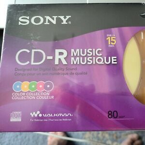 Sony CD-R Music 15 Pack 80 min Discs w/ Slim Cases Color Collection New Sealed