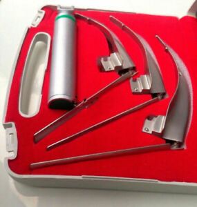 MCCOY FLEXI-TIP FIBEROPTIC LED Laryngoscope SET-BLADE # 2 &amp;3 &amp;4,MEDIUM with Box