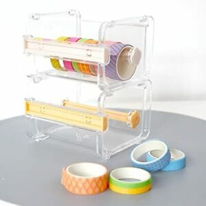 2 Pack Transparent Visible Desktop Multi Washi Tape Dispenser, Desktop Roll