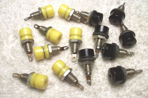 2 mm Banana Jack Socket   8 Yellow &amp; 7 Black sockets   Removed from IBM equip.