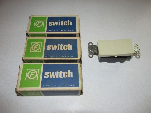 3 New Old Stock CIRCLE F INDUSTRIES 3471-I Ivory Single Pole Rocker Switches USA