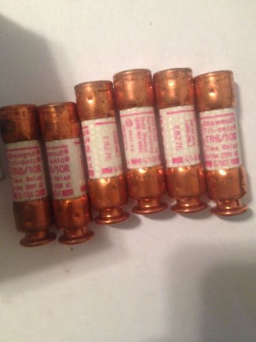 Lot Of 6 GOULD SHAWMUT TRI-ONIC TR6/10R FUSES