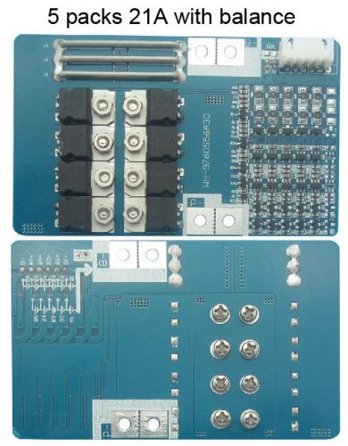 21a protection board  for 5 packs 18.5v 21v 18650 li-ion li battery w/ balance for sale