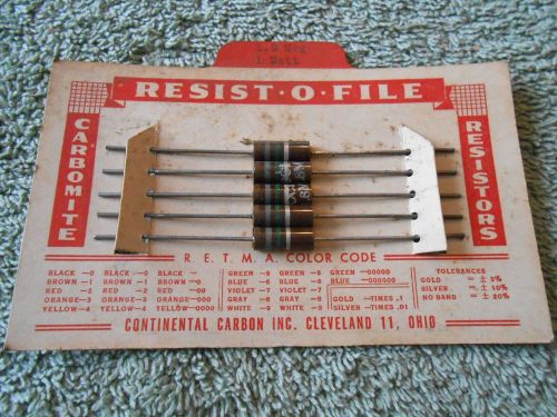 NOS New 1.8 Meg. OHM 1 WATT Lot of 5 Carbon Resistors &#039;Resist-O-File&#039; Carbomite