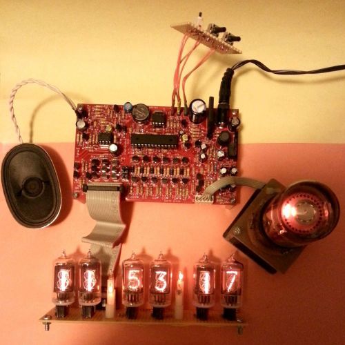 Nixie clock kit w/dekatron ckt - 9vac in - pcb w/ parts (uc version - no tubes) for sale