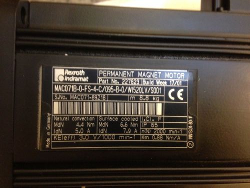 Bosch Rexroth / Indramat servomotor, MAC071B-0-FS-4-C095-B-0WI520LVS01