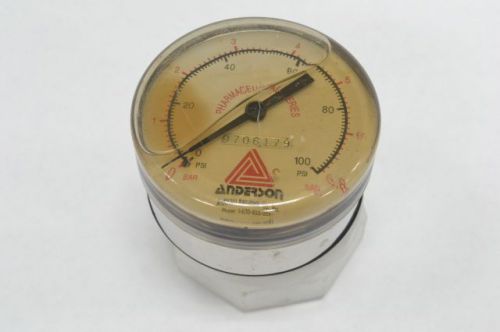 ANDERSON 9706179 LIQUID PRESSURE 0-100PSI 3-1/2 IN GAUGE B221326