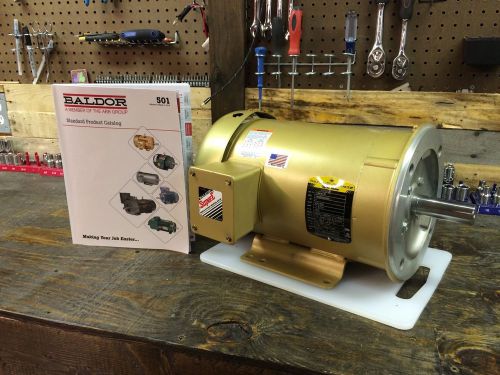 NEW BALDOR MODEL CEM3613T 5 HP ELECTRIC MOTOR 1-1/8&#034; SHANK Some Dents