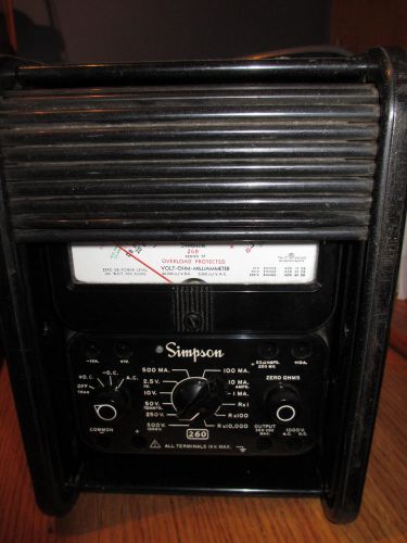 SIMPSON ELECTRIC 260-7PRT, Analog Multimeter    METER W/ROLL TOP CASE  EXCELLENT