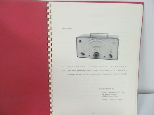 Eltec labs 600 precision frequency standard operation instructions w/schematics for sale