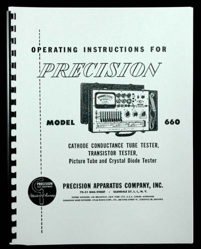 Precision Tube Tester Model 660 Operating Instructions with Tube Data