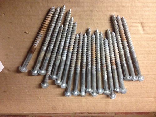 Hex head  3/8&#034; x 6&#034; long  lag bolts wood screws ----  20 pcs. for sale