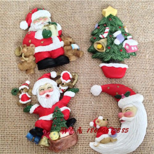 4pcs Cute Resin Santa Refrigerator Magnets Kitchen Home Decor Fridge Magnets