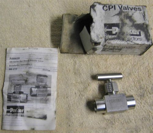 Unused 1/4 Inch Parker CPI  SR series Stainlless Needle Valve - 4F-SN6LR-SS IADW