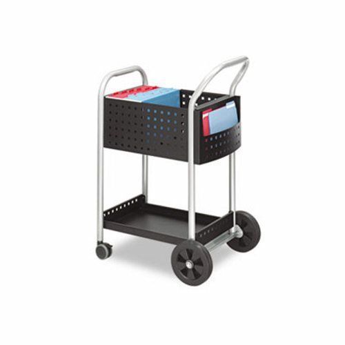 Safco scoot mail cart, 1-shelf, 22w x 27d x 40-1/2h, black/silver (saf5238bl) for sale