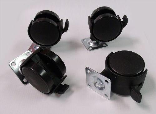 Set of 4 pcs caster wheels 50 mm with a brake lock and plate for sale