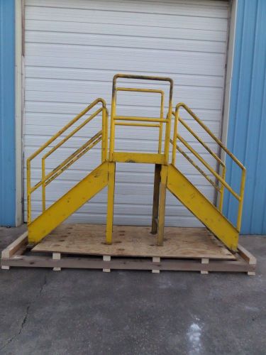 STEEL DOUBLE STAIR CROSS OVER PLATFORM 9 FT LENGTH 26&#034; WIDE PLATFORM HT 42-1/2&#034;