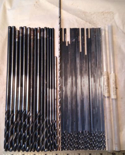 MACHINIST LATHE TOOLS LOT OF 49 LONG DRILL BITS - VARIOUS SIZES MOSTLY 12&#034; LONG